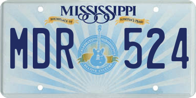 MS license plate MDR524