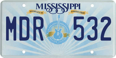MS license plate MDR532