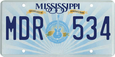 MS license plate MDR534
