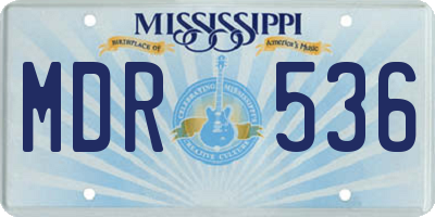 MS license plate MDR536