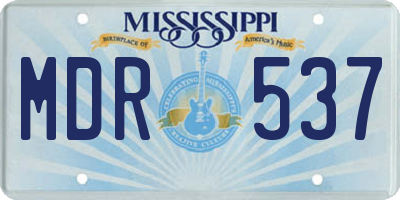 MS license plate MDR537