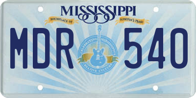 MS license plate MDR540