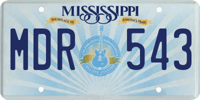 MS license plate MDR543