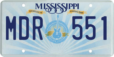 MS license plate MDR551
