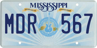MS license plate MDR567