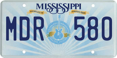 MS license plate MDR580