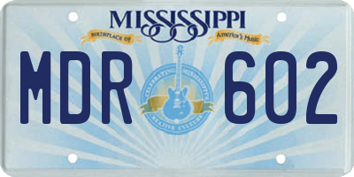 MS license plate MDR602