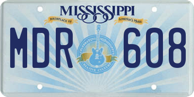 MS license plate MDR608