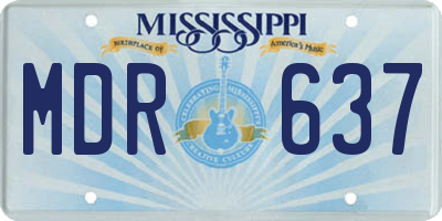 MS license plate MDR637
