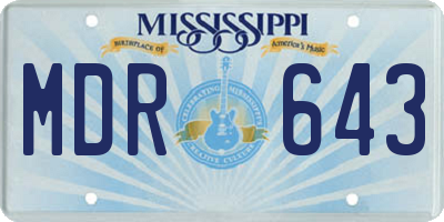 MS license plate MDR643