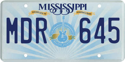 MS license plate MDR645