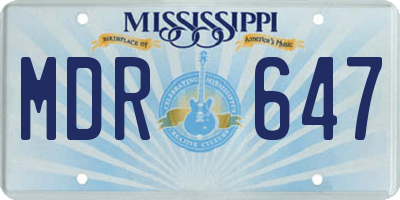 MS license plate MDR647