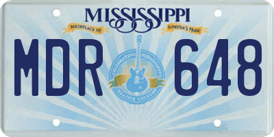 MS license plate MDR648