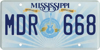 MS license plate MDR668