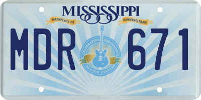 MS license plate MDR671
