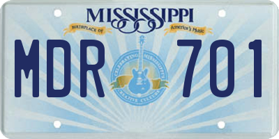 MS license plate MDR701