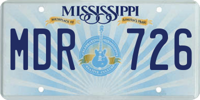 MS license plate MDR726