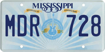 MS license plate MDR728