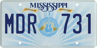 MS license plate MDR731