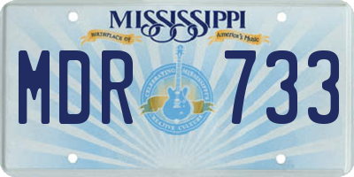 MS license plate MDR733
