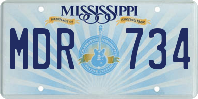 MS license plate MDR734