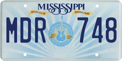 MS license plate MDR748