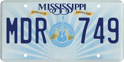 MS license plate MDR749
