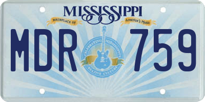 MS license plate MDR759