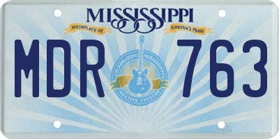 MS license plate MDR763