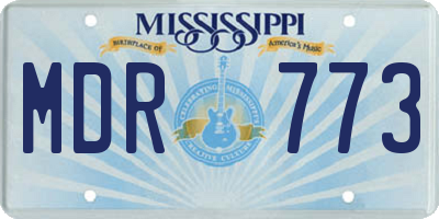 MS license plate MDR773
