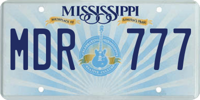 MS license plate MDR777