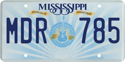 MS license plate MDR785