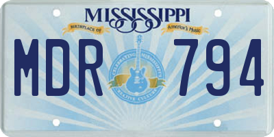 MS license plate MDR794