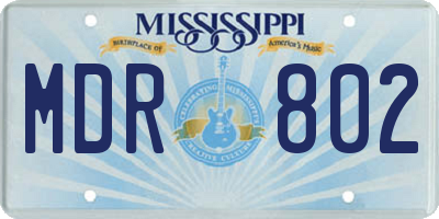 MS license plate MDR802