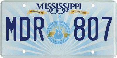 MS license plate MDR807
