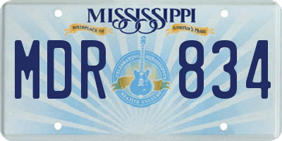 MS license plate MDR834