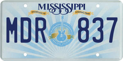 MS license plate MDR837