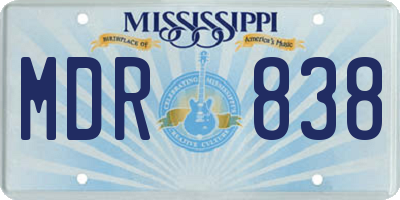 MS license plate MDR838