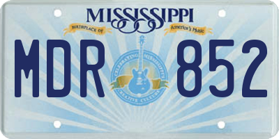 MS license plate MDR852