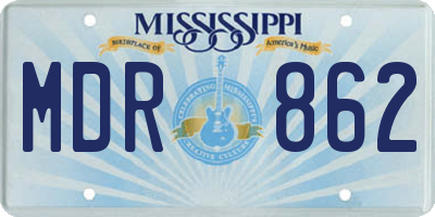 MS license plate MDR862