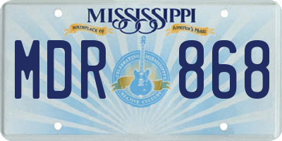MS license plate MDR868