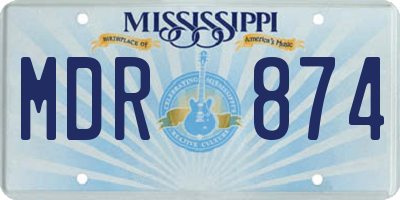 MS license plate MDR874