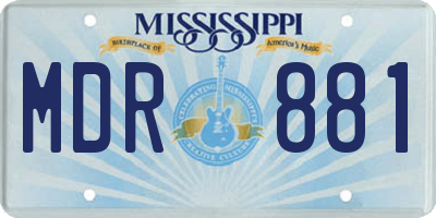 MS license plate MDR881