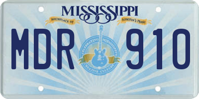 MS license plate MDR910