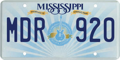 MS license plate MDR920