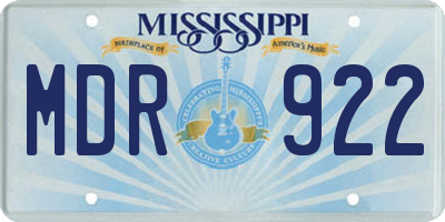 MS license plate MDR922
