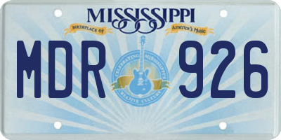 MS license plate MDR926