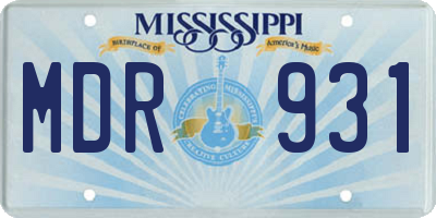 MS license plate MDR931