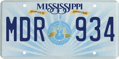 MS license plate MDR934