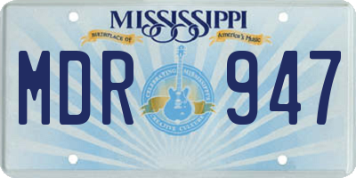 MS license plate MDR947